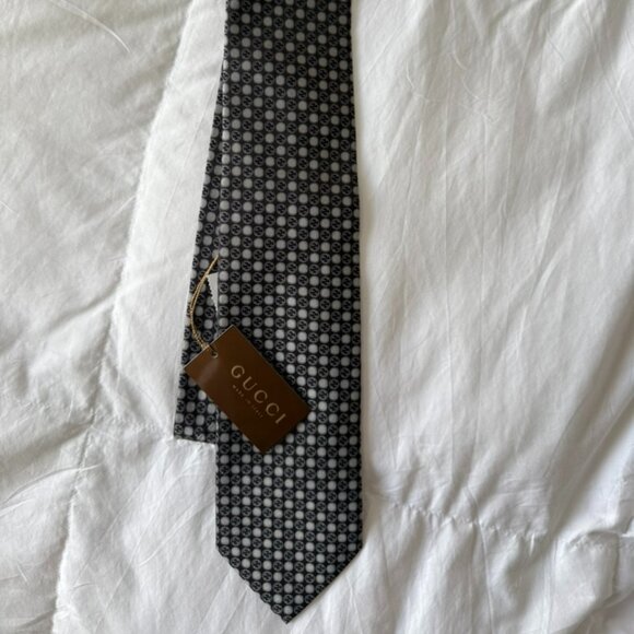 Gucci GG Pattern Silk Tie (Black/Grey) – NWT - Picture 1 of 4
